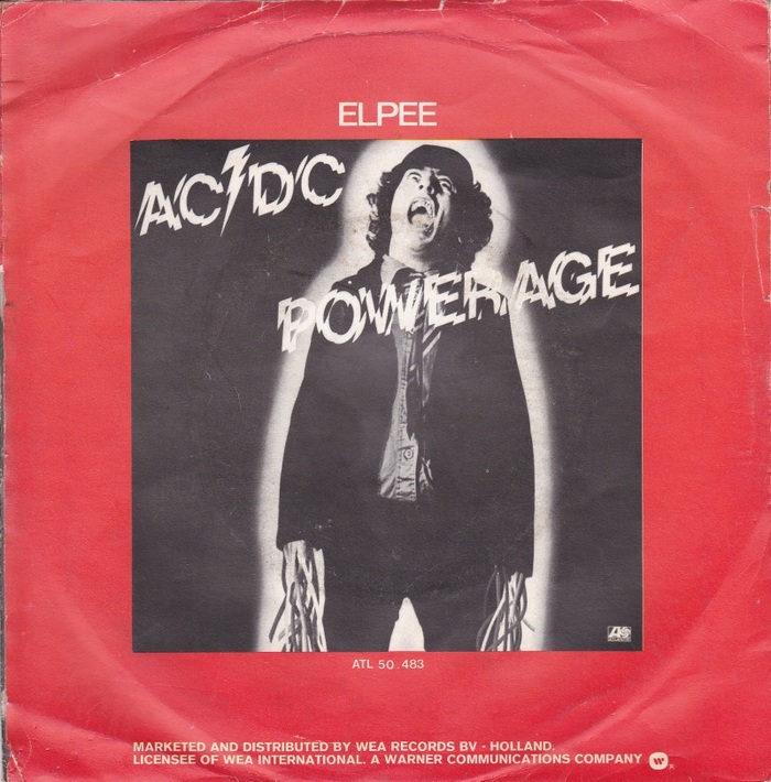 Back cover of the Dutch single, with a b/w reproduction of the LP cover
