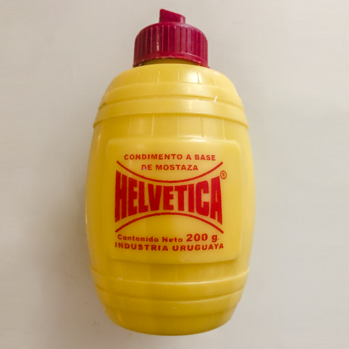 Helvetica mustard sauce by La Pasiva