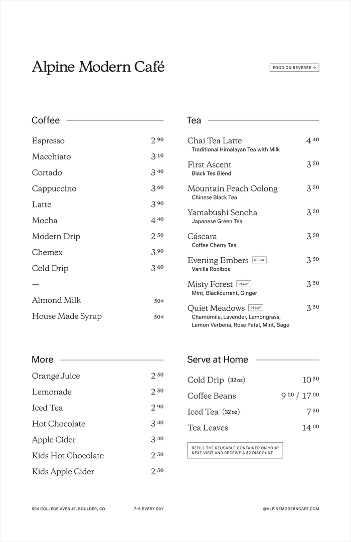 Alpine Modern Café - Fonts In Use
