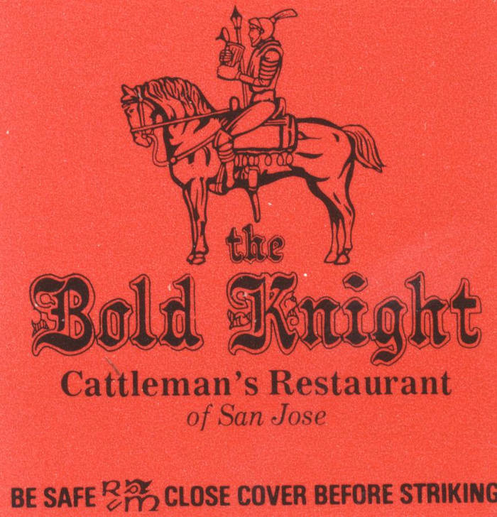 The Bold Knight, Cattleman’s Restaurant of San Jose matchbooks 1