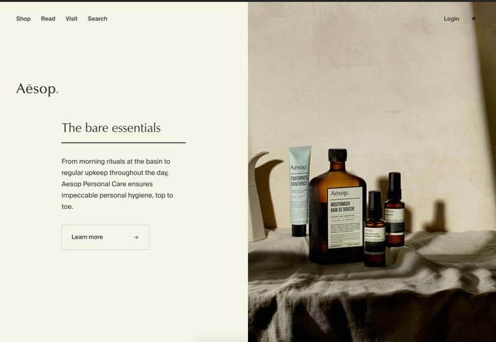 Aēsop logo, website and packaging 3