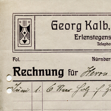 Georg Kalb Fuhrwerkbesitzer invoice, 1920