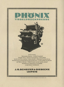 “Phönix Tiegeldruckpresse” ad by J.<span class="nbsp">&nbsp;</span>G.<span class="nbsp">&nbsp;</span>Schelter &amp; Giesecke, 1924