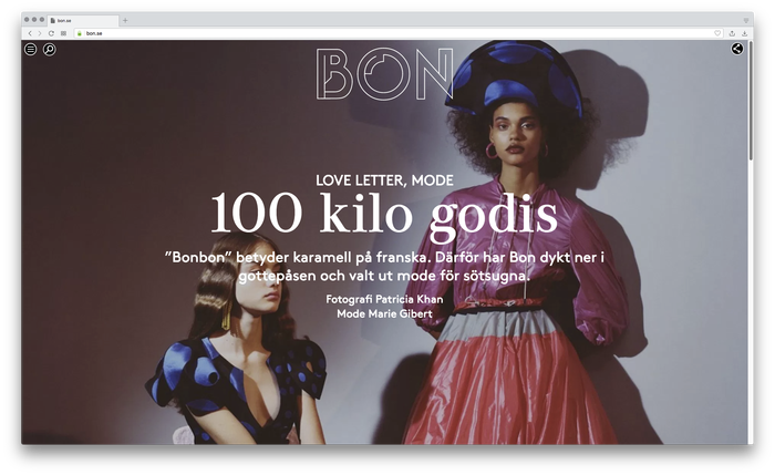 Bon.se homepage, 2018.