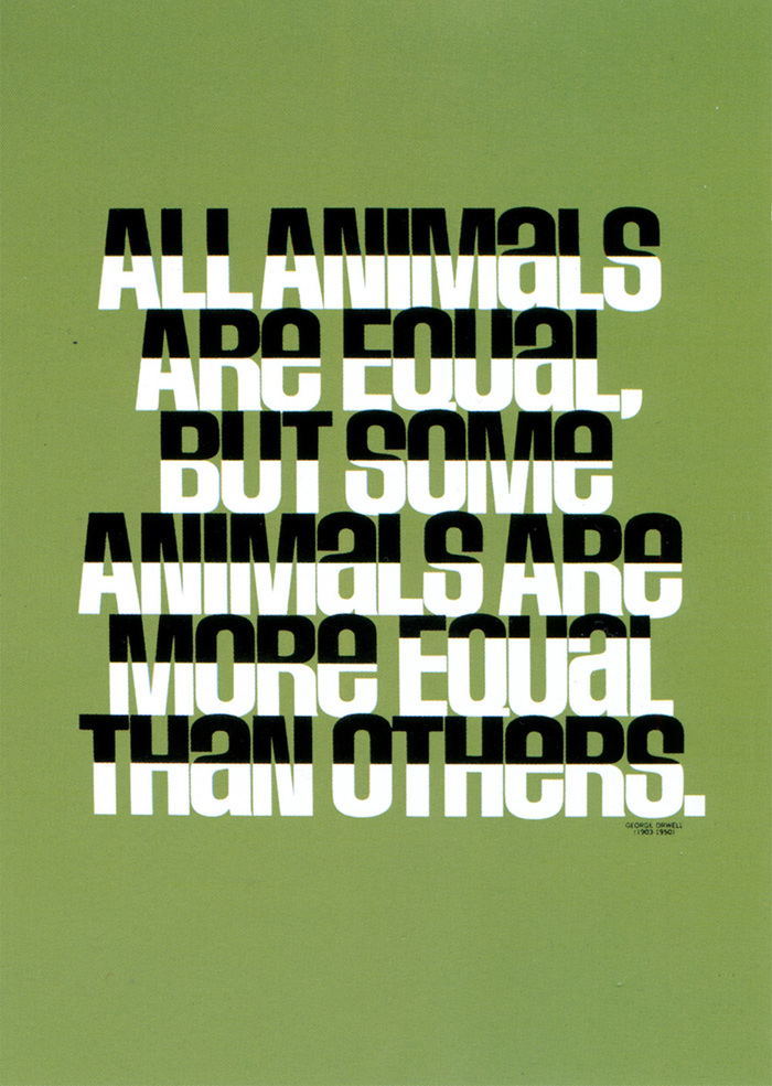 “I’ve always had a fond spot in my heart for this quote and for this design interpretation which I feel adds impact to its meaning. The typeface in the original design, however (as I now see it), didn’t exactly serve the purposes of the concept as well as the ITC Machine Bold illustrated below. To reinforce the idea of the black and white horizontals, I needed a typeface that would butt one line against another. ITC Machine Bold was not available at that time, so I used a typeface I felt most suited my purposes. The rounded nature of the original face [Jay Gothic], as you can see, did not work as well as the flat top and bottom surfaces of the Machine Bold. I may be splitting hairs, but that’s what good design is all about. Or should be.”