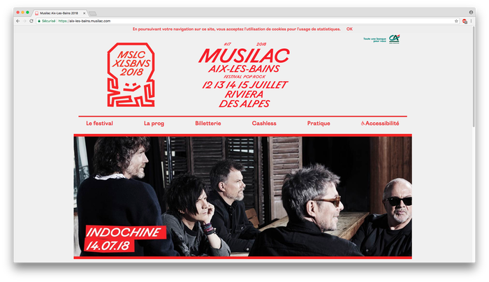 Aix-Les-Bains Musilac website, also with Ostia Antica Regular as extra web font for smaller text – also used as a faux bold weight.