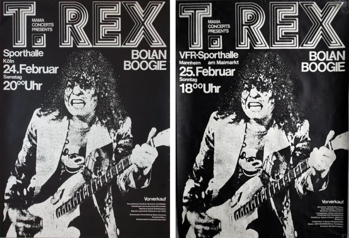 T. Rex at Sporthalle Köln and VFR-Sporthalle Mannheim, February 24 and 25, 1973