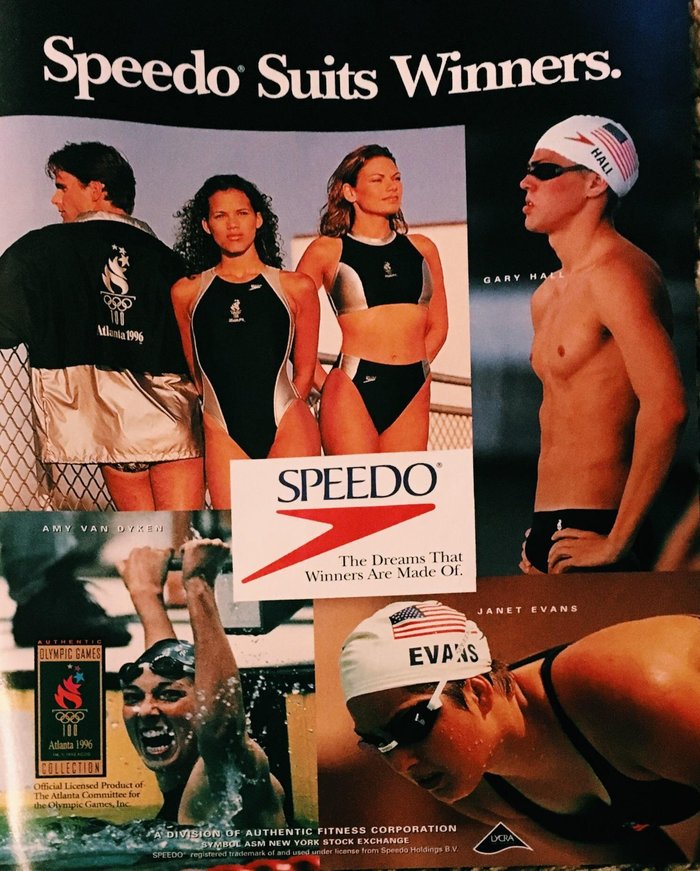 1996 US print ad: “Speedo. The Dreams That Winners Are Made Of.”