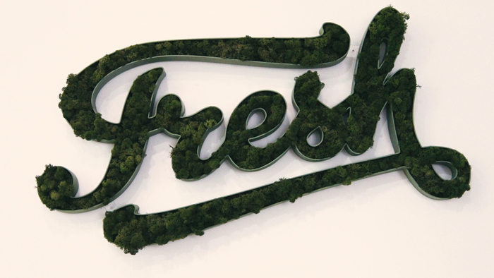 Moss sign made with modified Gelato Script.