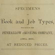 <cite>Specimens of Book and Job Types for Sale by the Penhallow Printing Company</cite>