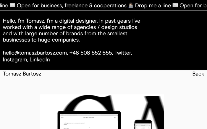 Tomasz Bartosz portfolio website 4