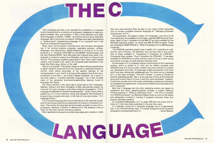 Byte Magazine, Vol. 8 No. 8, Aug 1983,“The C Language” 1