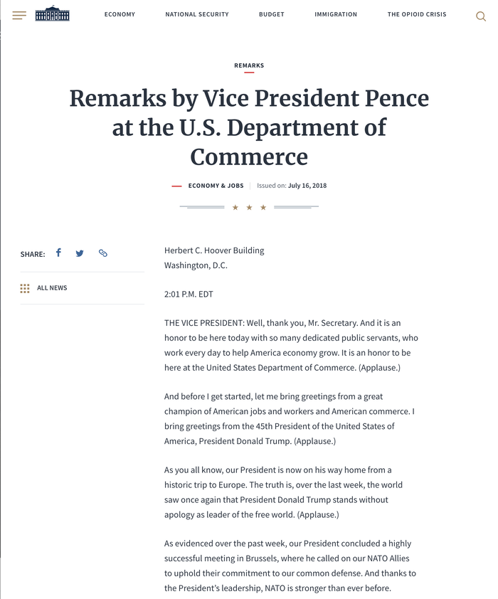 WhiteHouse.gov website (2018) 5