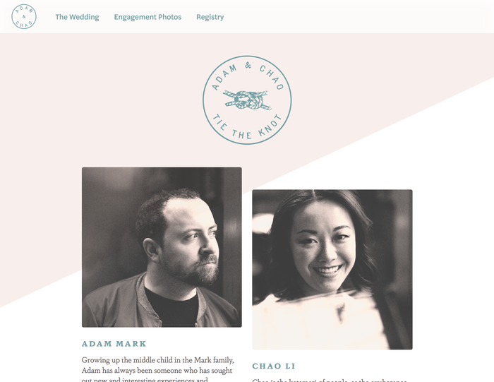 Adam & Chao’s wedding website 1