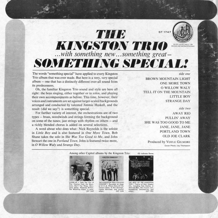 The Kingston Trio – Something Special  album art 2