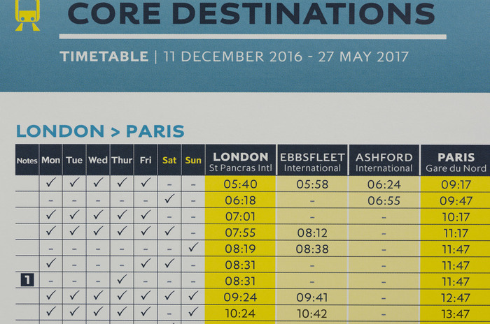 Service timetable