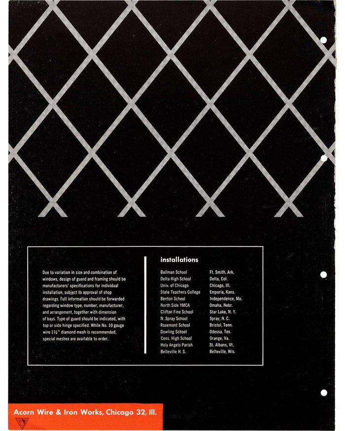 “Wire Mesh Gymnasium Window Guards” brochure 2