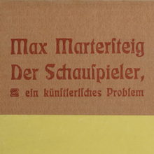 <cite>Der Schauspieler, ein künstlerisches Problem</cite> – Max Martersteig (Eugen Diederichs)