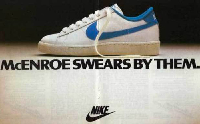 “McEnroe swears by them.” Nike tennis shoe ad Fonts In Use