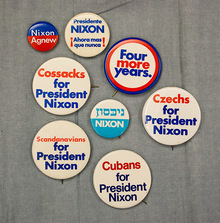 Richard Nixon 1972 presidential campaign buttons