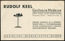 Rudolf Keel, Confiserie Moderne