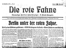 <cite>Die Rote Fahne</cite>, #1 (9 Nov 1918) and #16 (16 Jan 1919)