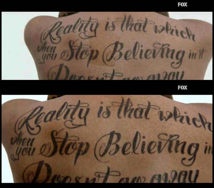 “Reality is …” tattoo in Legion TV series