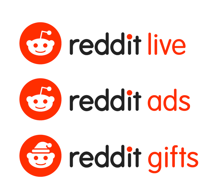 Product logos that are part of the brand family like Reddit Ads are generally lockups of the logo with the product name in unmodified VAG Rounded. The alien dubbed Snoo goes back to a doodle made by Reddit co-founder Alexis Ohanian in 2005, see this post about the logo evolution.