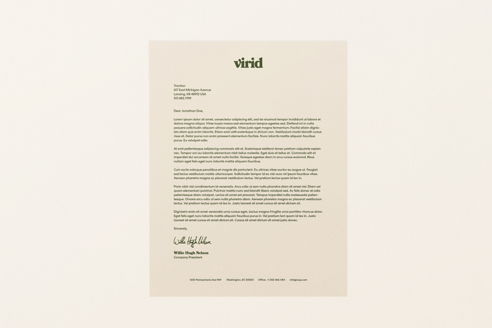 Virid's letterhead design