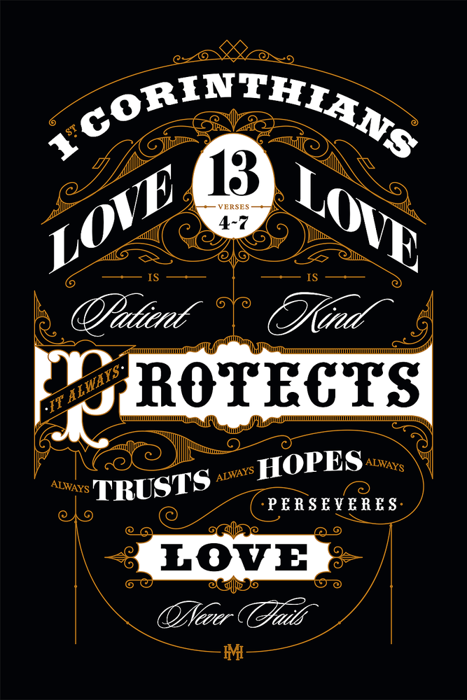 1st Corinthians 1347 art print Fonts In Use