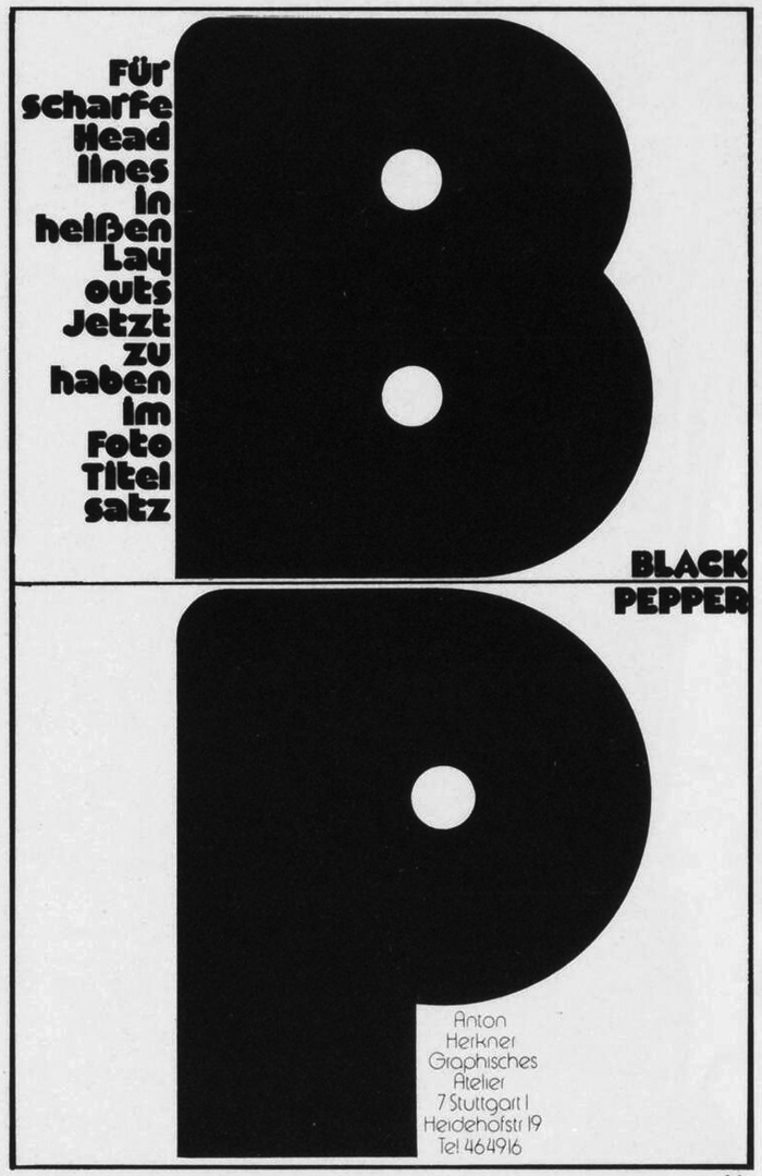 Black Pepper ad in Modern Publicity (1973) 2