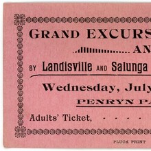 Grand excursion and picnic ticket, Penryn Park