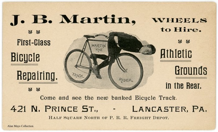John B. Martin, Bicycle Trick Rider business card