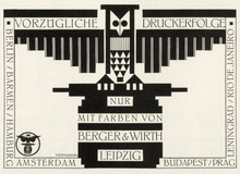 “Vorzügliche Druckerfolge” ad by Berger &amp; Wirth