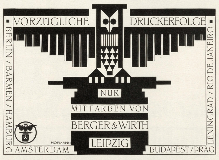 “Vorzügliche Druckerfolge” ad by Berger & Wirth