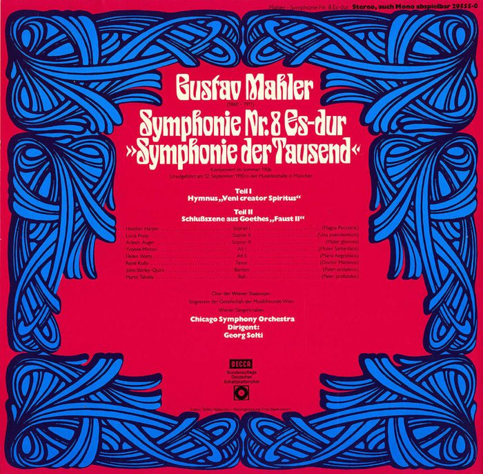 Gustav Mahler, Symphonie Nº8 (Decca / Deutscher Schallplattenclub) album art 2