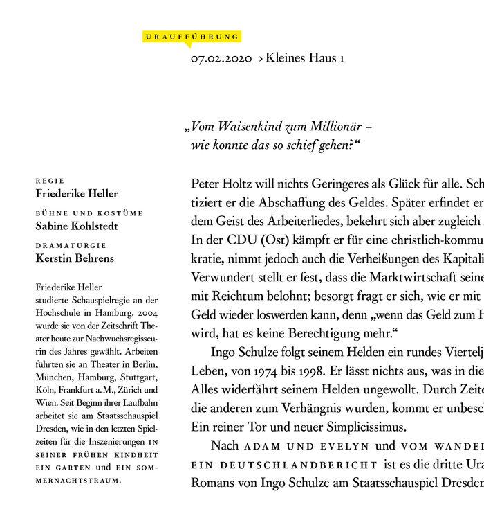 Detail: The Book weight of Corundum Text is used for the main column and the marginal text, with the default oldstyle figures and small caps for titles. The introductory quote features Corundum’s italics. Names are emphasized by the use of the SemiBold.