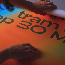 Moris entering tram drei