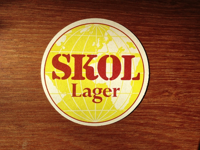 Skol Lager beer coaster and can 1