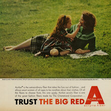 “Trust the Big Red A” ad for Acrilan acrylic fiber