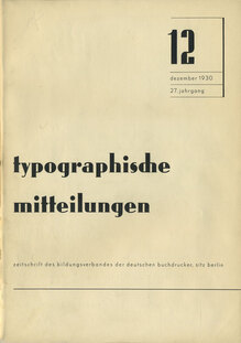 <cite>Typographische Mitteilungen</cite>, Vol.<span class="nbsp">&nbsp;</span>27, No.<span class="nbsp">&nbsp;</span>12, December 1930