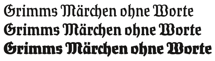 If Rostrot is a Fraktur Sans, RosenRot is the “Antiqua” counterpart: It is seriffed, so to speak, and exhibits some stroke contrast.