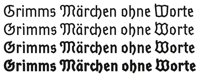 The monolinear and bare Rostrot was drawn in two flavors; “Static” and “Dynamic”. These classification terms were introduced by Indra Kupferschmid and Hans Peter Willberg in order to overcome historic and genre-specific terms like (Neo-)Classicist or Didone vs. Humanist or Garalde.

Rostrot Statisch (line 1) follows the modern form model, it is more rationalized. Lines 2–4 show the three weights of Rostrot Dynamisch, which could be described as the Blackletter equivalent to a Humanist Sans.