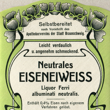 “Neutrales Eiseneiweiß” pharmacy label