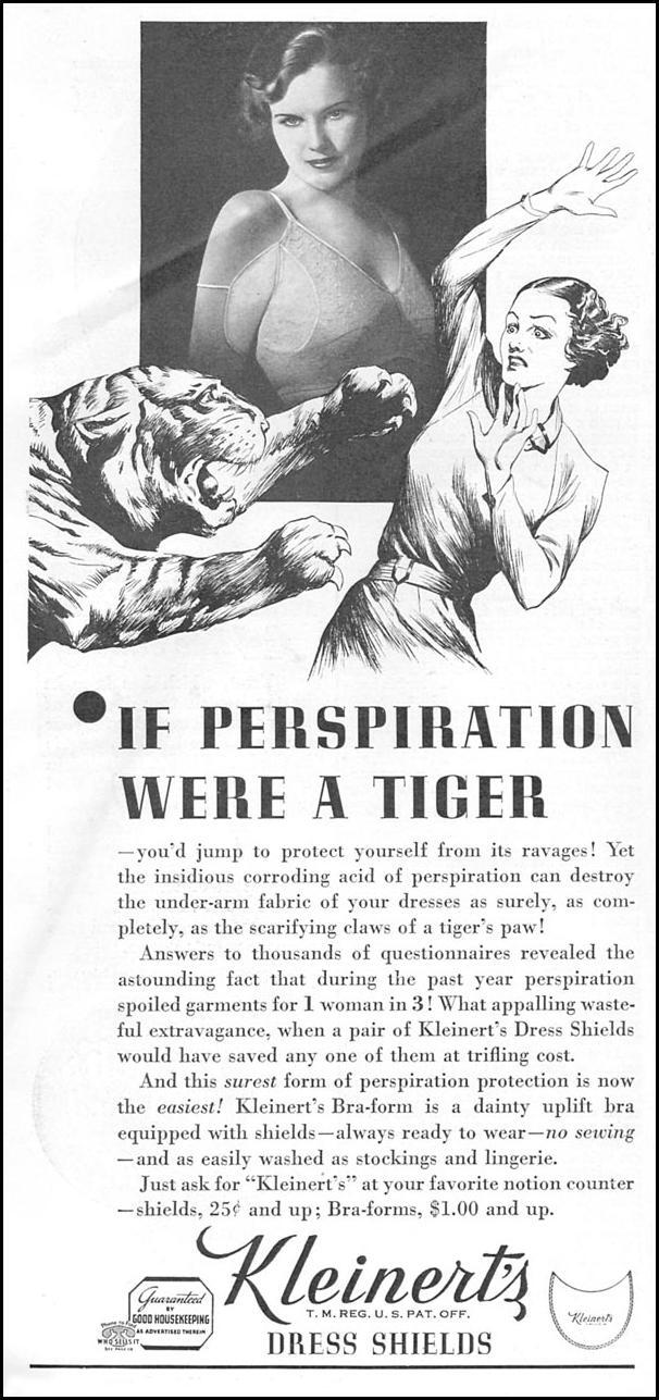 Kleinert’s Dress Shields Ad: “If Perspiration Were A Tiger”