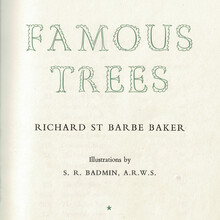 <cite>Famous Trees</cite> title page, Dropmore Press