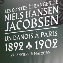 <cite>Les Contes Étranges de Niels Hansen Jacobsen</cite> at Musée Bourdelle exhibition graphics