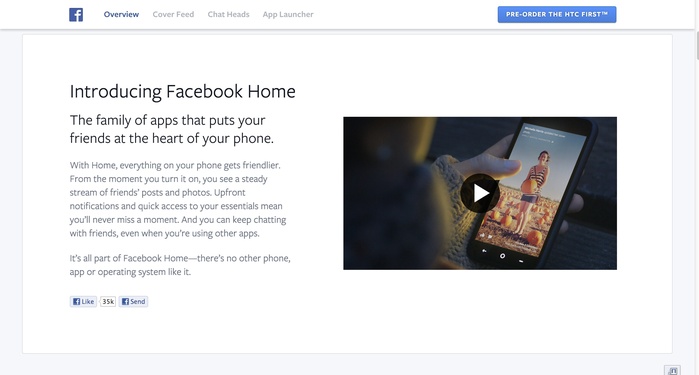 Facebook Home: Website & Product 4