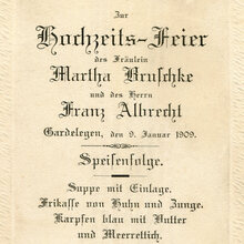 Menu for a wedding in Gardelegen, 1909