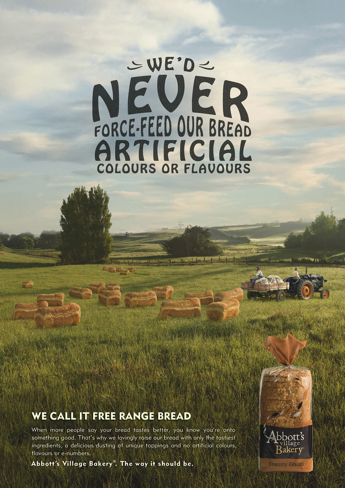 “We call it Free Range Bread” ad by Abbott’s Village Bakery